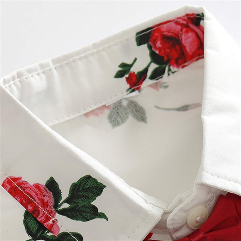 CIYCUIT Toddler Baby Boys Rose Floral Shorts Set Short Sleeve Button Down Shirt + Shorts Pants 2 Pieces Infant Summer Clothes Outfits Red 3-4 Years - Image 5