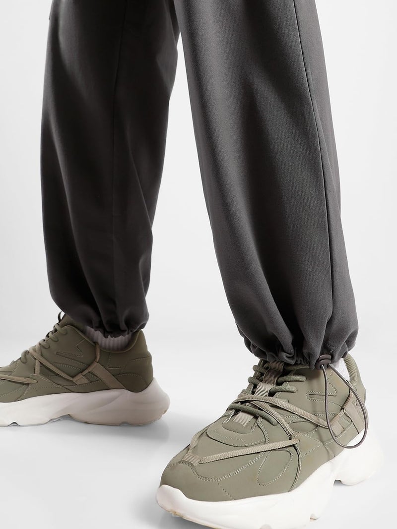 NOBERO Men's Grey Onyx Mid Rise Oversized Joggers,Grey,Men-3Xl - Image 4