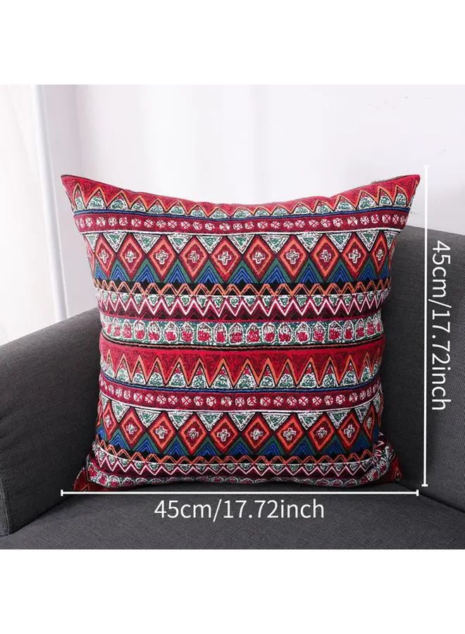 غطاء وسادة عرقي أحمر بوهيمي مقاس 17.72 × 17.72 بوصة مع سحاب إغلاق، قابل للغسل في الغسالة - Image 2