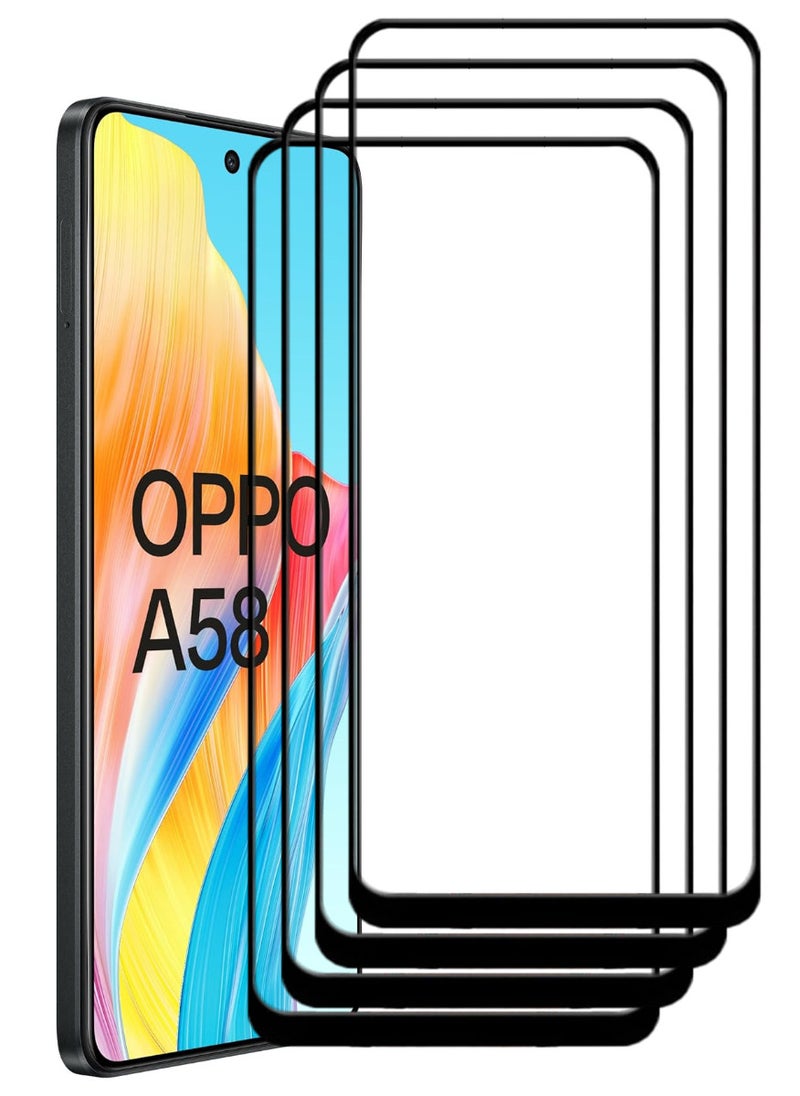 ACLIX 4 Pieces Antistatic ESD Dustproof Premium Quality High Definition Tempered Glass Screen Protector Designed For Oppo A58 4G - Image 1