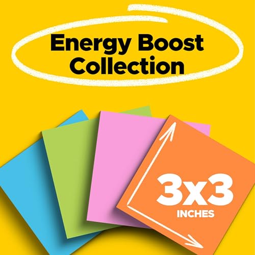 Post It Post-it Super Sticky Notes, 24 Sticky Note Pads, 3 x 3 in., School Supplies, Office Products, Sticky Notes for Vertical Surfaces, Monitors, Walls and Windows, Energy Boost Collection - Image 3