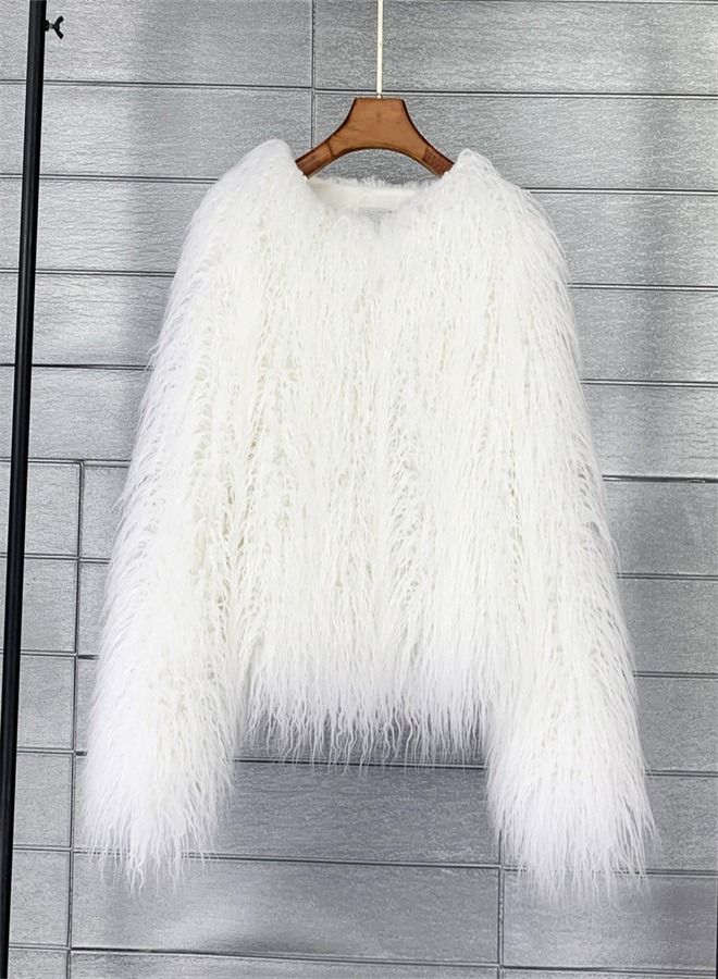 Loquat Women's Clothing Korean Version Solid Color Short Coat White  - Image 1