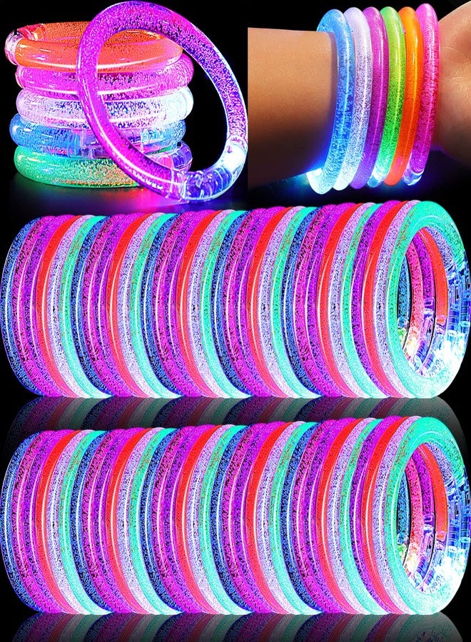 CLRBEATTY 80 Pack LED Bracelets,6 Color Glow Bracelet Glow in The Dark Bracelets,Flashing Light Up Bracelet for Adults,Glow Stick Bracelet for Concerts Festivals Carnival Rave Neon Party Supplies - Image 1