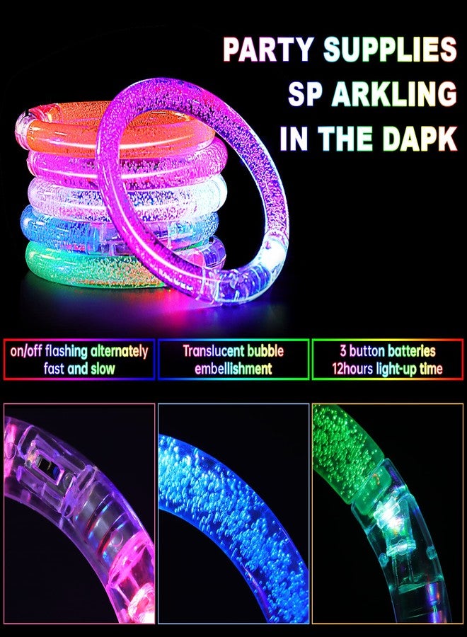 CLRBEATTY 80 Pack LED Bracelets,6 Color Glow Bracelet Glow in The Dark Bracelets,Flashing Light Up Bracelet for Adults,Glow Stick Bracelet for Concerts Festivals Carnival Rave Neon Party Supplies - Image 5