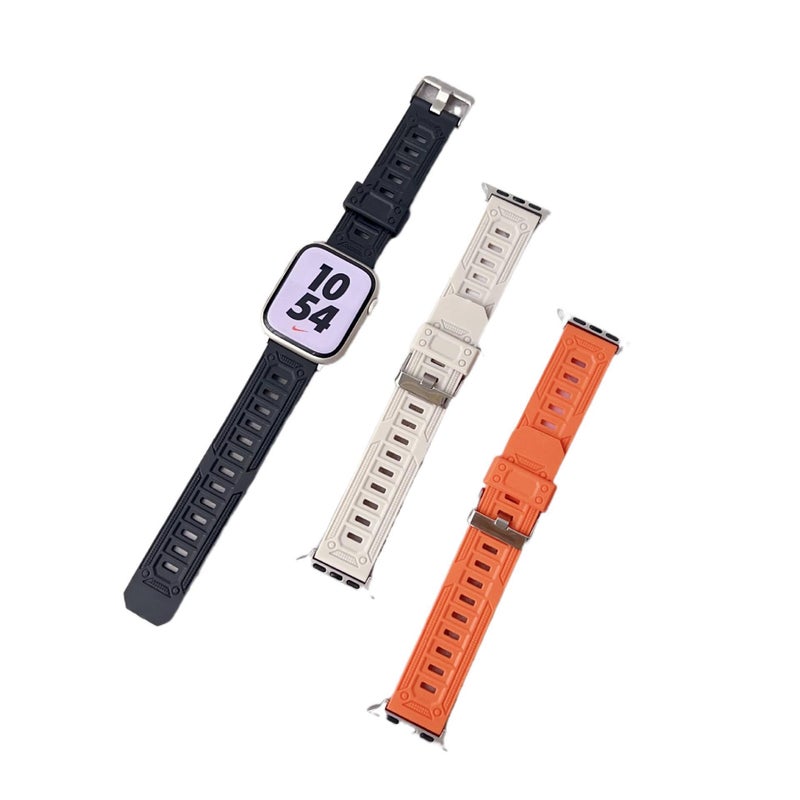 AD Black Smartwatch Band Compatible with Apple Watch with Adjustable Fit Replacement Strap for Daily Wear - Image 3