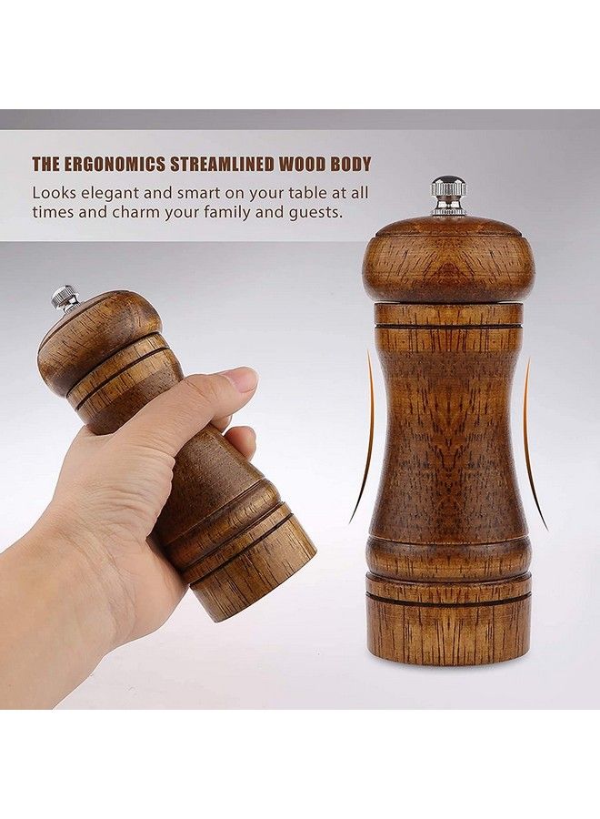 Powstro Pepper Grinder 5 Inch Pepper Mill Pepper Grinder Refillable Oak Salt And Pepper Grinder Set Sea Salt Grinder Ceramic Pepper Mill Grinder Adjustable Rough Grinder  - Image 5