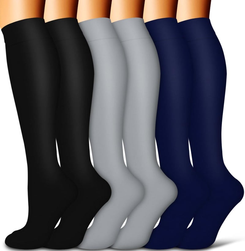 COOLOVER Copper Compression Socks for Women and Men(6 Pairs)-Best Support for Running, Athletic, Nursing, Travel - Image 1