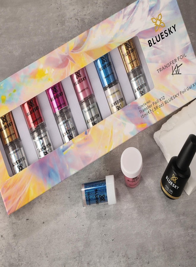 Bluesky Transfer Foil Kit with 12 Trasfer Foil and 1 Foil Gel for Nail Art - Image 4