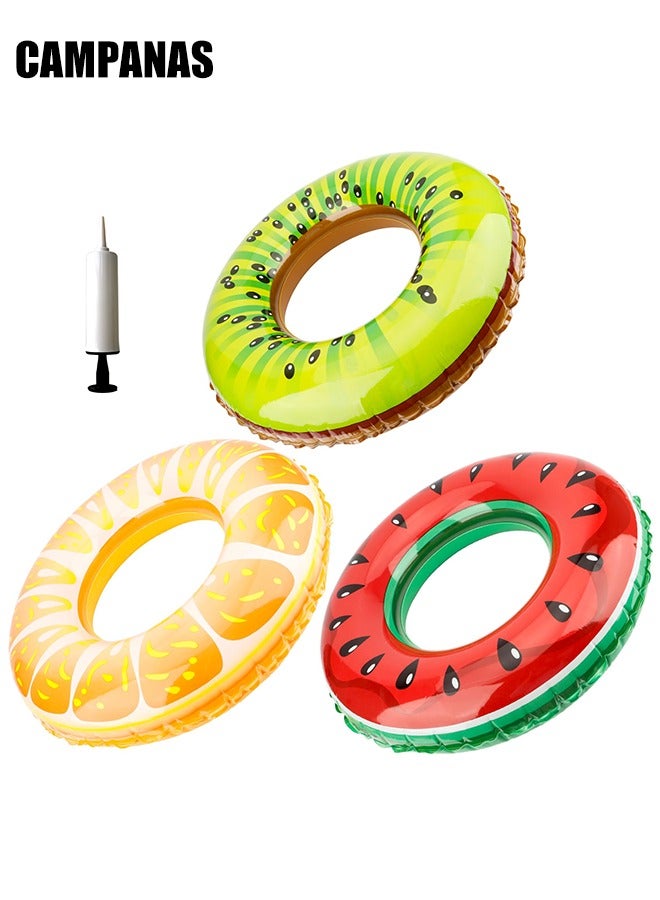 CAMPANAS 3 Pieces Inflatable Swimming Pool Floats with a Pump for Kids and Adults, Pool Rings, Pool Party Decoration Floats  - Image 1