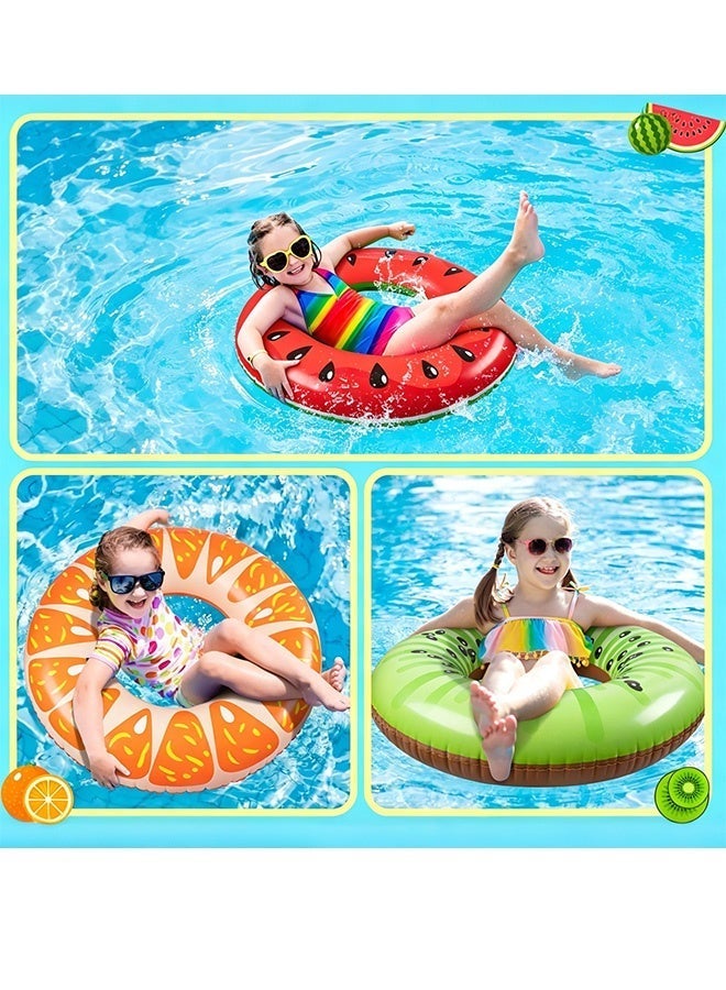 CAMPANAS 3-Piece Fruit Swimming Rings with Pump, 31.5" (80cm) Inflatable Swim Tube Pool Floats (Watermelon, Kiwi, Orange). Summer Pool Party Toys for Kids and Adults, Beach Accessories for Chalet - Image 3