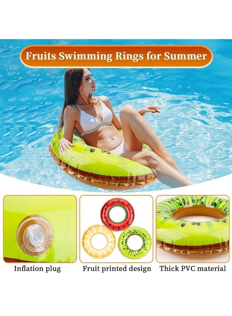 CAMPANAS 3-Piece Fruit Swimming Rings with Pump, 31.5" (80cm) Inflatable Swim Tube Pool Floats (Watermelon, Kiwi, Orange). Summer Pool Party Toys for Kids and Adults, Beach Accessories for Chalet - Image 5