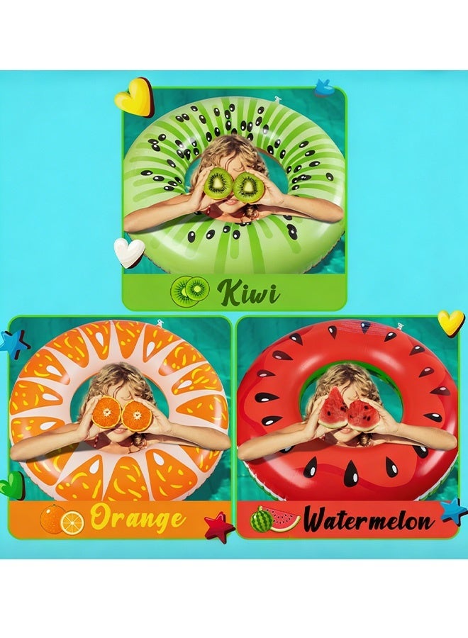 CAMPANAS 3-Piece Fruit Swimming Rings with Pump, 31.5" (80cm) Inflatable Swim Tube Pool Floats (Watermelon, Kiwi, Orange). Summer Pool Party Toys for Kids and Adults, Beach Accessories for Chalet - Image 4