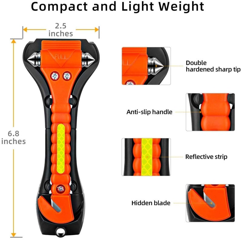 ZHSX Car Safety Hammer,6 Pack Car Window Breaker Tool 2 in 1 Seat Belt Cutter and Glass Breaker with Light Reflective Tape for Car Accessories and Emergency Escape Tools - Image 2