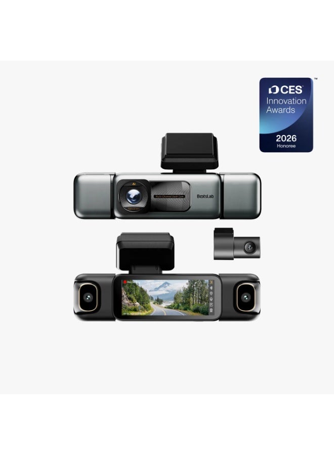 BOTSLAB G980H 3K 4-Channel Dash Cam, 560° All-Around View, Front/Rear/Left/Right Cameras, 3.18" Touch Screen, 24/7 Parking Mode, GPS, 5.8GHz Wi-Fi, Voice Control, 128GB Card Included - Image 3