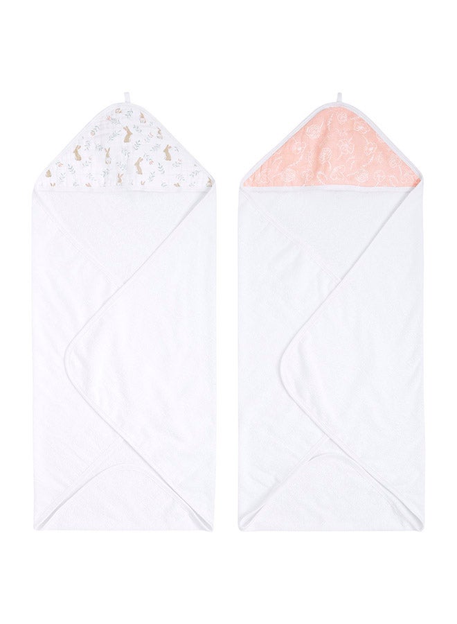 aden + anais Pack Of 2 Baby Hooded Towel - Blushing Bunnies - Image 1