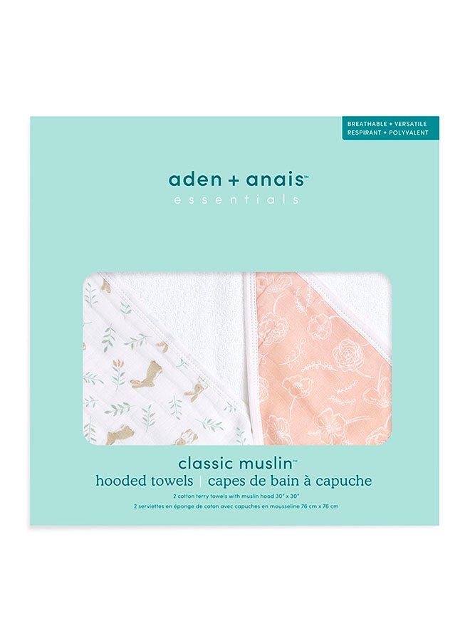 aden + anais Pack Of 2 Baby Hooded Towel - Blushing Bunnies - Image 2
