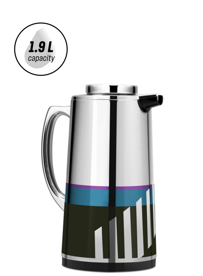 Royalford Vacuum Flask Double Wall 1.9 L 24 Hours Hot 36 Hours Cold Silver Figured Asbestos Free Pink Glass Inner 16 X 16 X 32.5 Cm Multi Colour Assorted Colour - Image 1