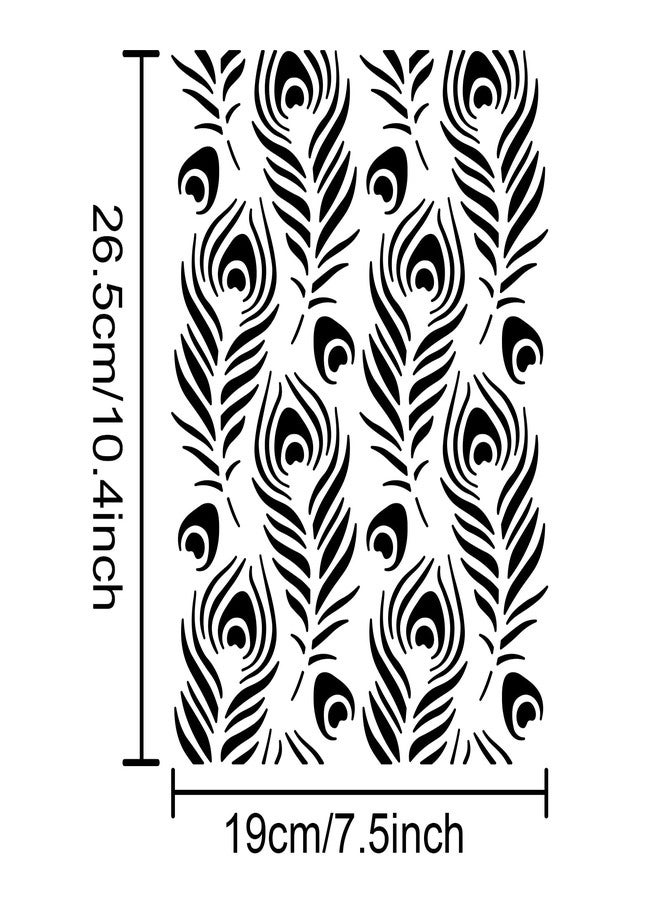 MAYJOYDIY Peacock Feather Stencil 8.3×11.7 Inch Peafowl Bird Tail Feather Display Stencils for Painting Template Reusable DIY Art and Craft Stencils on Wood Wall Decor - Image 3