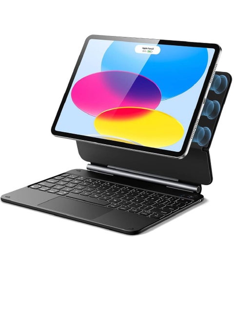 Magnetic Keyboard Case, iPad Keyboard Case for iPad 10th Generation (2022), Easy-Set Floating Cantilever Stand, Springy Backlit Keys, Precision Multi-Touch Trackpad - Black
