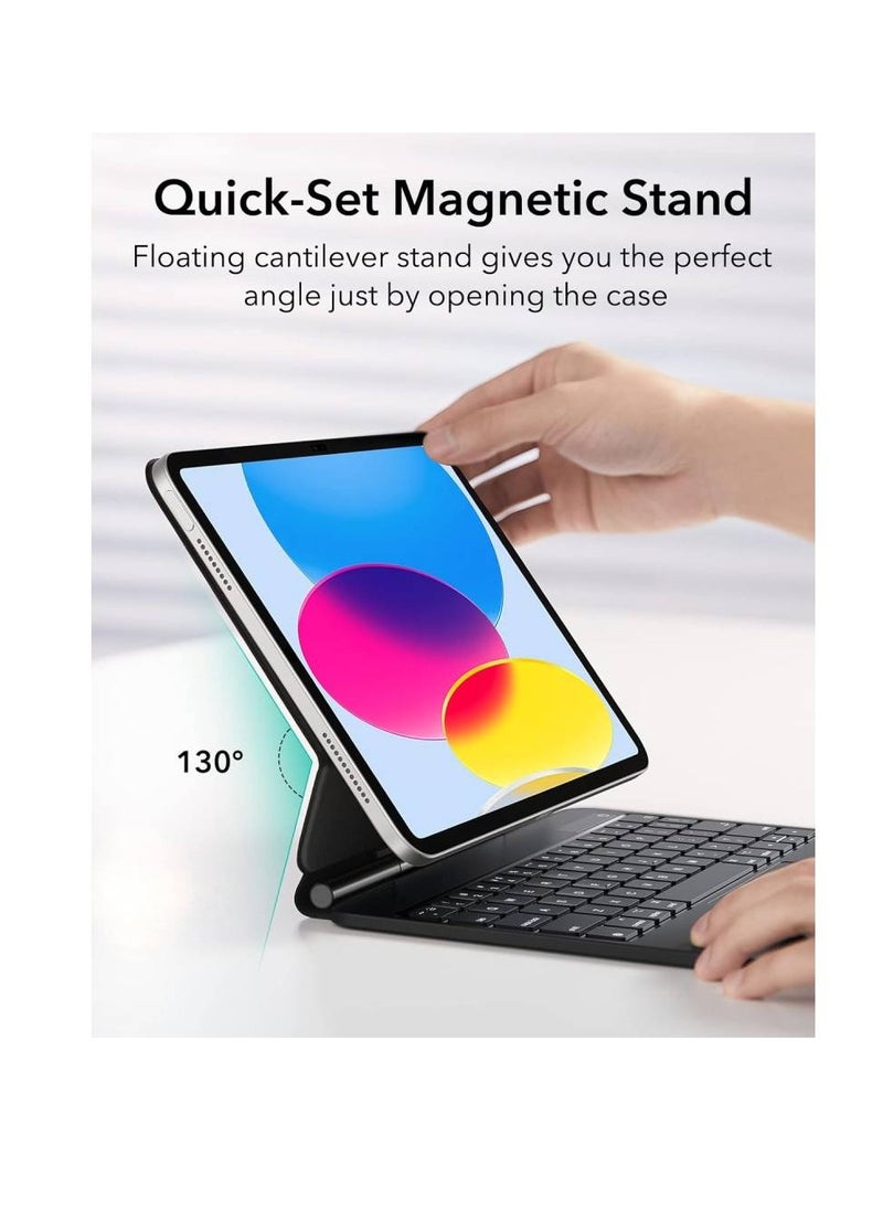 GENNEXT - Magnetic Keyboard Case, iPad Keyboard Case for iPad 10th Generation (2022), Easy-Set Floating Cantilever Stand, Springy Backlit Keys, Precision Multi-Touch Trackpad - Black - Image 1