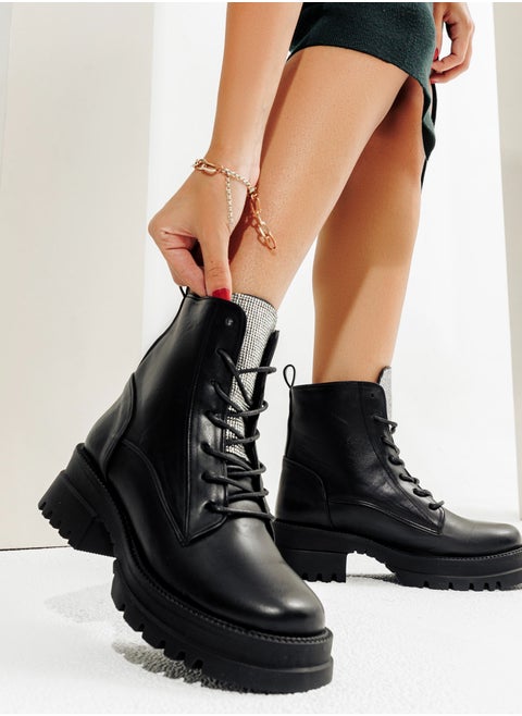 Stress Leather Half Boot