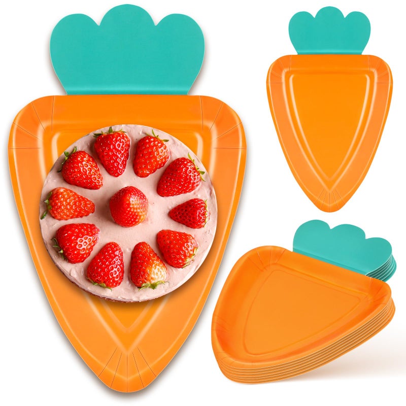 Carrot Shaped Paper Plates 24 Pieces Easter Party Dinnerware For Spring Holiday Gathering - Image 2