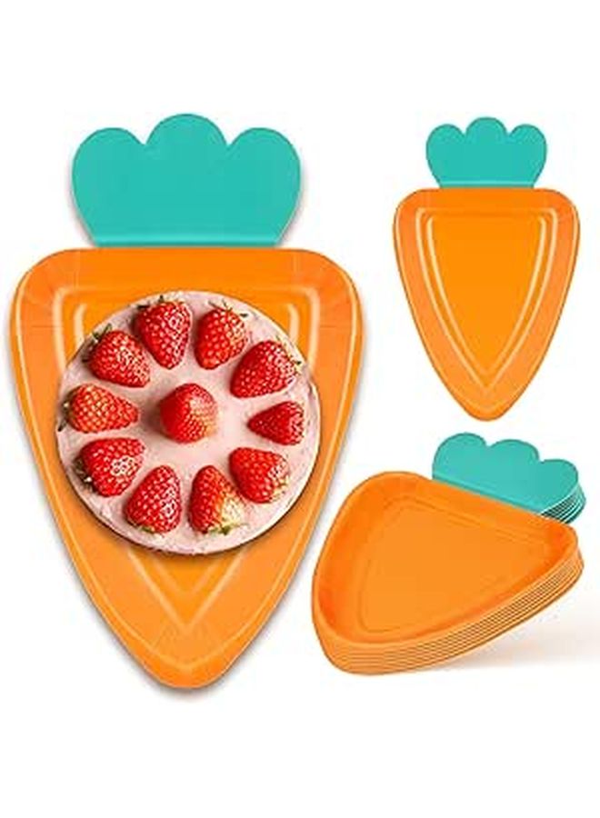 Carrot Shaped Paper Plates 24 Pieces Easter Party Dinnerware For Spring Holiday Gathering - Image 1