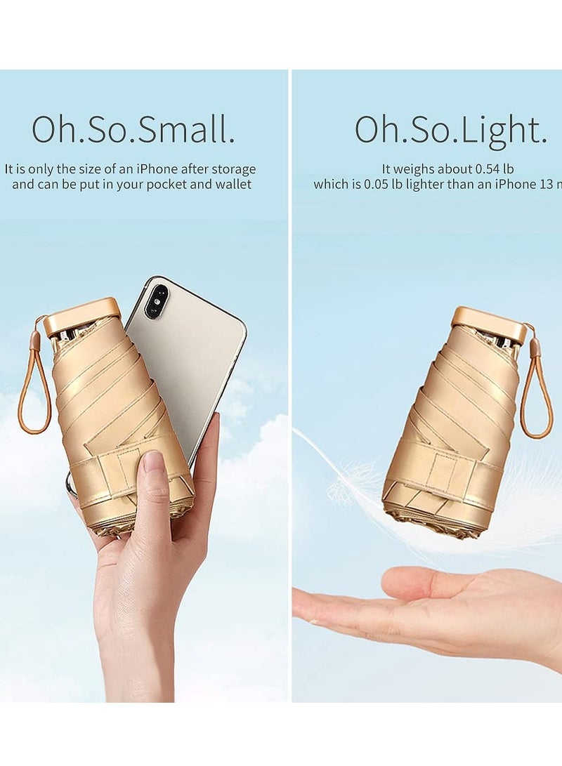 مظلة سفر مدمجة صغيرة تصميم خفيف الوزن قابلة للطي مقاومة للماء وحماية من الأشعة فوق البنفسجية محمولة وسهلة الحمل تناسب في جيبك - Image 3