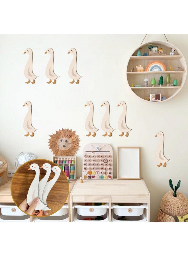 THEYGE Wood Goose Wall Decor - Wooden Nursery Boho Geese Art Stickers Self Adhesive Duck Peel and Stick Cute Decals for Baby Room Kid Bedroom Playroom - Image 2