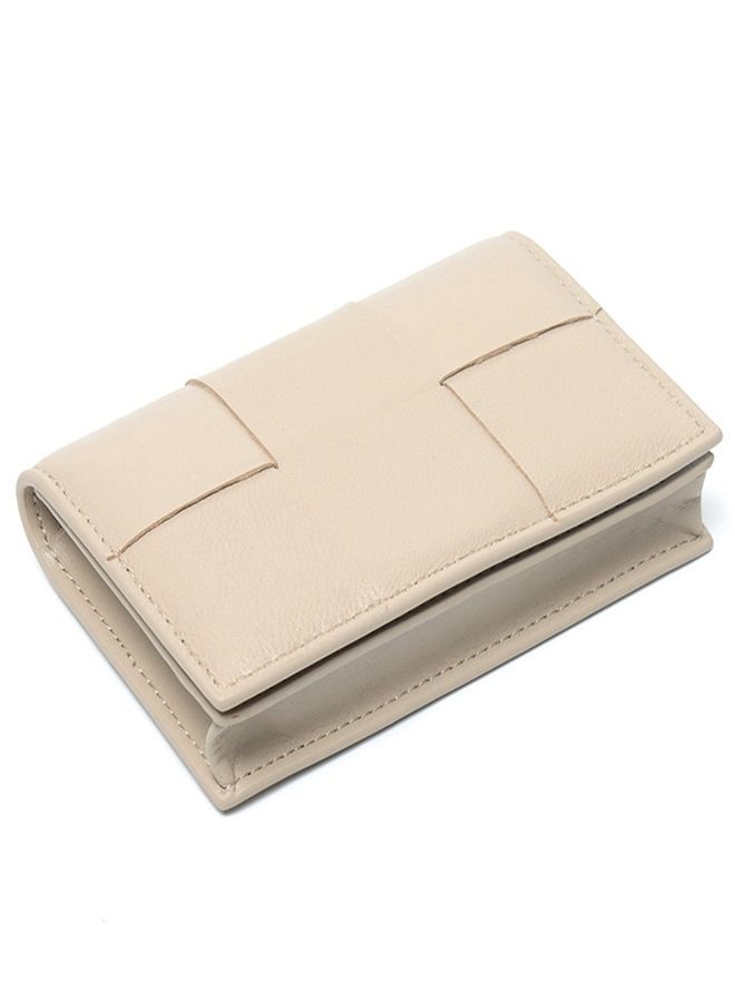 Loquat Leather Hand-Woven Wallet Beige  - Image 1