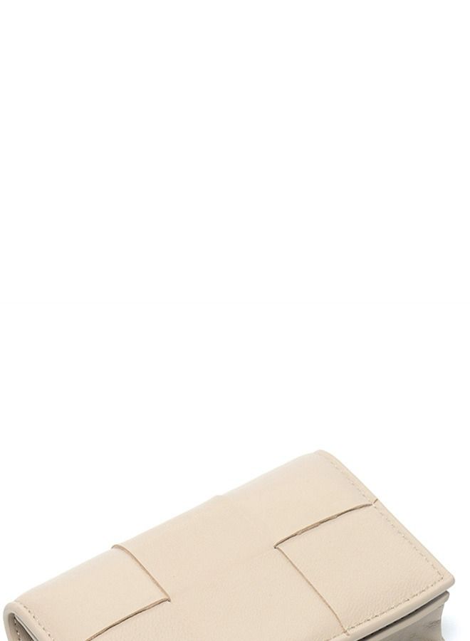Loquat Leather Hand-Woven Wallet Beige  - Image 3