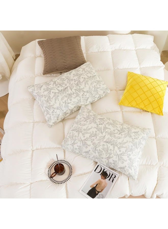 ECOCOTT 2 Pack Pillowcase Queen Size, Vintage Floral Pillow Cases Set - 100% Cotton Pillow Covers with Envelope Closure (Queen, 20"x30") - Image 4