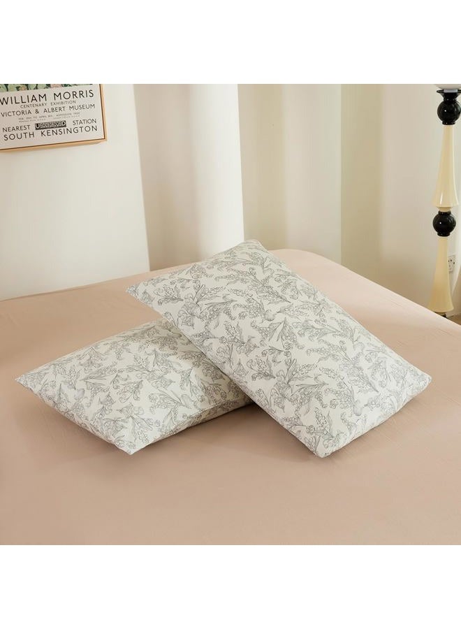 ECOCOTT 2 Pack Pillowcase Queen Size, Vintage Floral Pillow Cases Set - 100% Cotton Pillow Covers with Envelope Closure (Queen, 20"x30") - Image 3