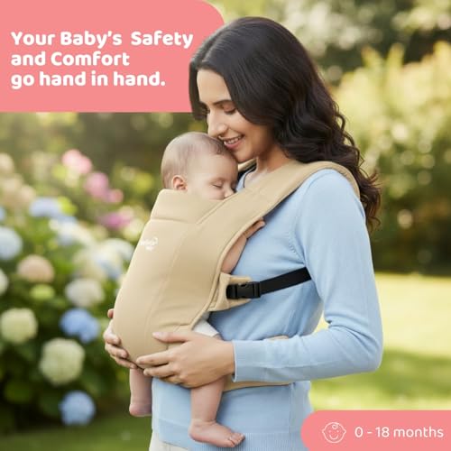 haus & kinder Enlace Baby Carrier Soft & Ergonomic Infant Carrier With Adjustable Straps,Hands-Free Design For Newborns (Age 0-18M,Weight 3.2-11.3 kg) Breathable,Lightweight,Machine Washable (Navy) - Image 3
