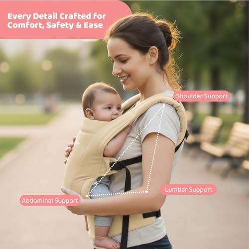 haus & kinder Enlace Baby Carrier Soft & Ergonomic Infant Carrier With Adjustable Straps,Hands-Free Design For Newborns (Age 0-18M,Weight 3.2-11.3 kg) Breathable,Lightweight,Machine Washable (Navy) - Image 5