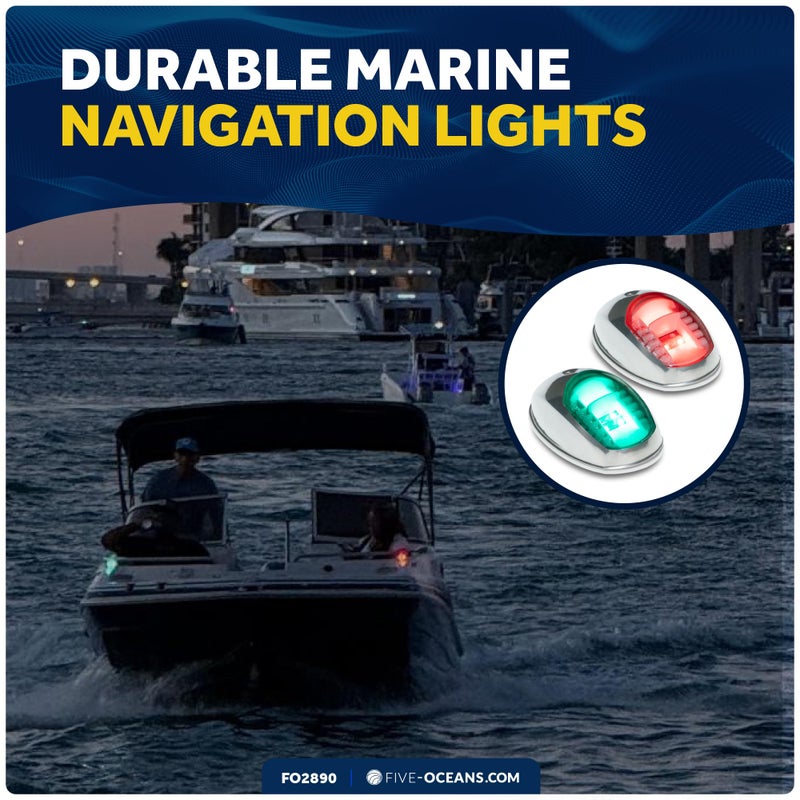 Five Oceans أضواء الملاحة LED للقوارب من فايف أوشنز - ضوء مقدمة، ضوء جانبي أفقي، أحمر وأخضر، 12 فولت، معتمد من USCG 2NM - FO2890 - Image 3