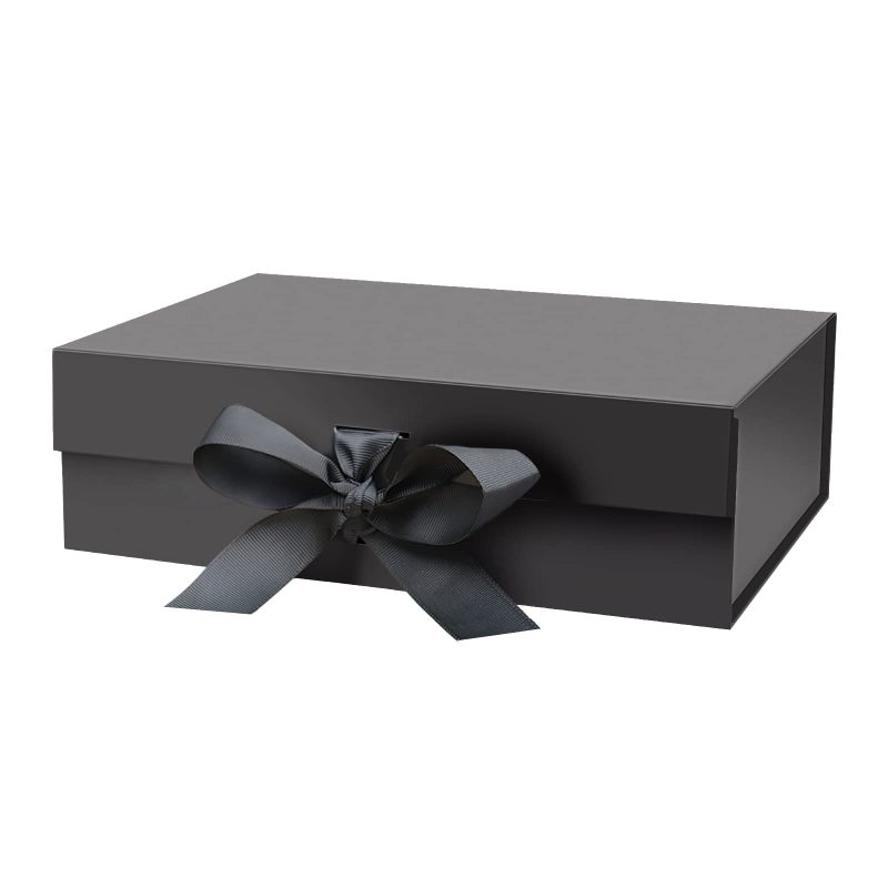 DaiUni 105X75X31 Black Magnetic Gift Box with Lid and Ribbon for Presents