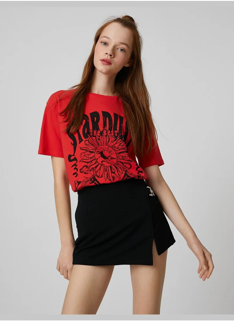 كوتون Printed Short Sleeve Crew Neck T-Shirt