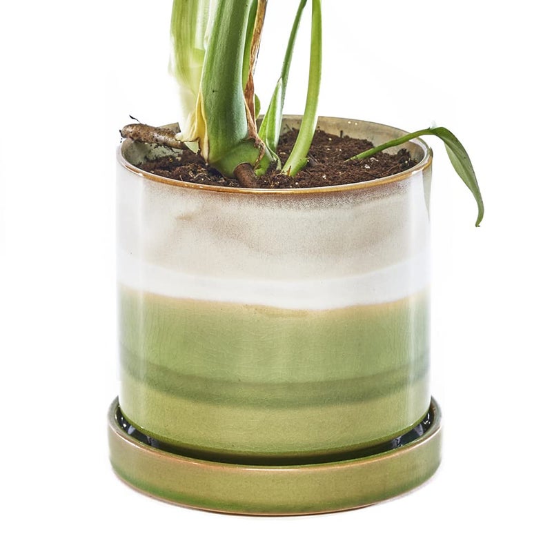 CHIVE â€˜Minuteâ€™ Ceramic Planter Pot â€” Cute 5â€ Colorful Succulent Pots for Indoor & Outdoor House Plants â€” Beautiful Modern Farmhouse Kitchen Decor â€” Green Layers - Image 1