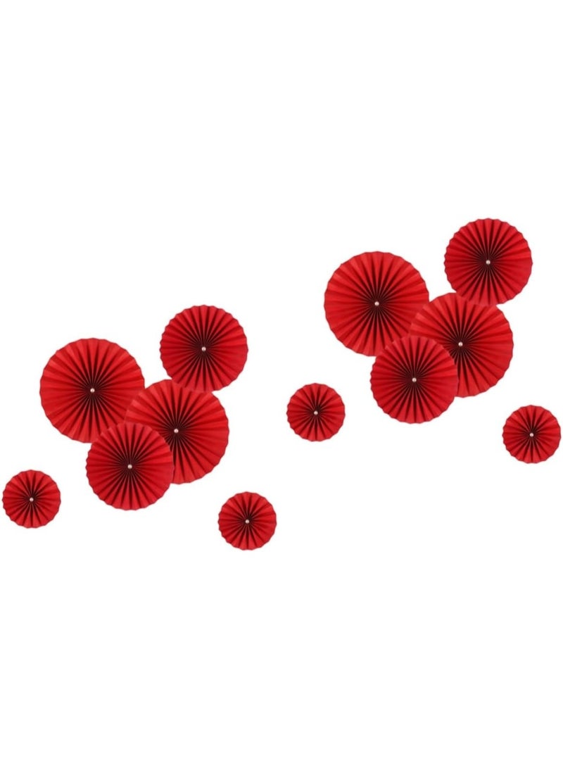 2sets Red Paper Hanging Fans for Christmas and Wedding Decorations Decorative Paper Fan for Festive Celebrations and Home Decor - Image 1