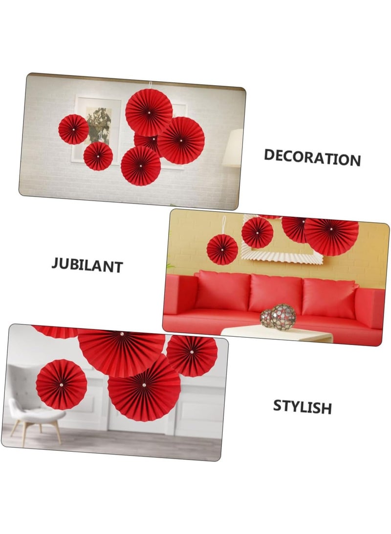 2sets Red Paper Hanging Fans for Christmas and Wedding Decorations Decorative Paper Fan for Festive Celebrations and Home Decor - Image 5