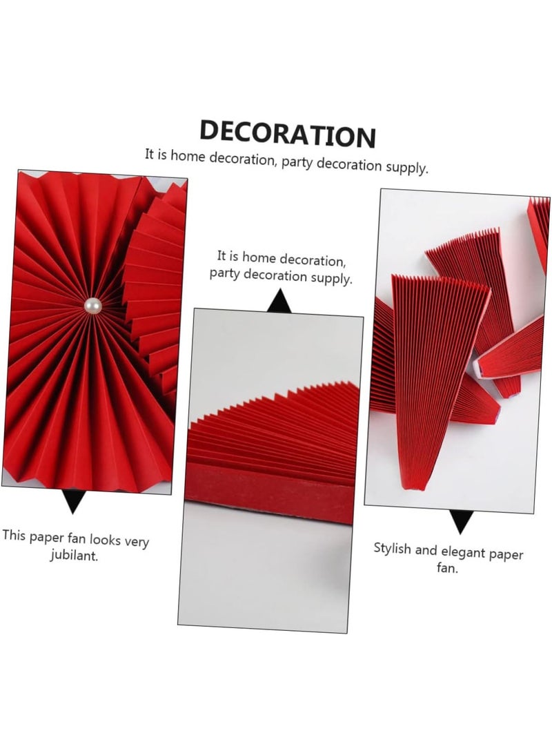 2sets Red Paper Hanging Fans for Christmas and Wedding Decorations Decorative Paper Fan for Festive Celebrations and Home Decor - Image 3