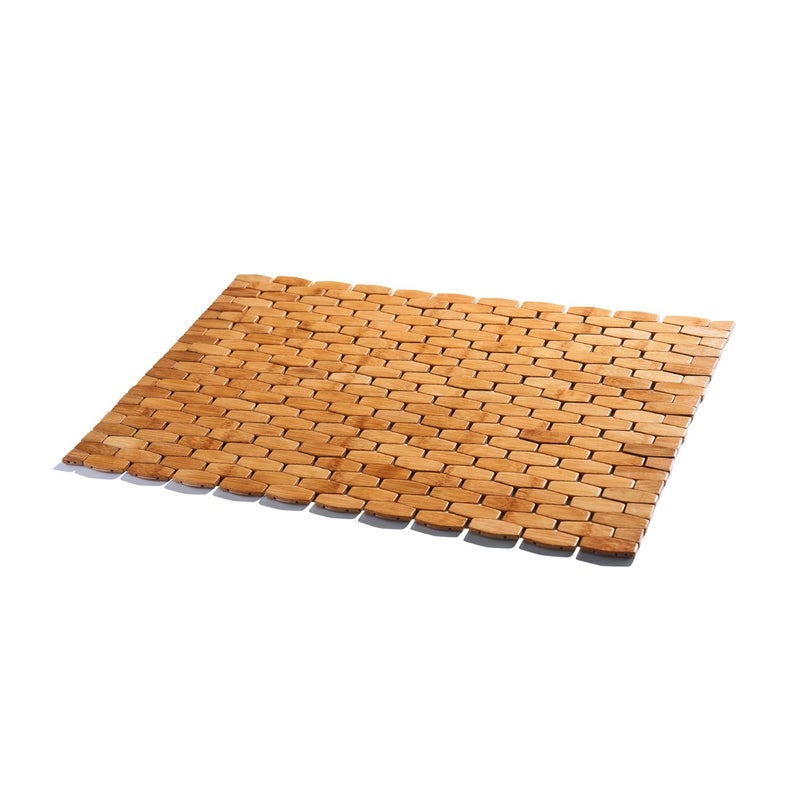 GOBAM Rollable Bamboo Bathroom Floor Mat - Non-Slip Bathtub Mat for Spa, Sauna, Kitchen, Outdoor Shower, RV, Water-Resistant Wooden Shower Mat - Natural, 23.6 x 15.7 inch - Image 1
