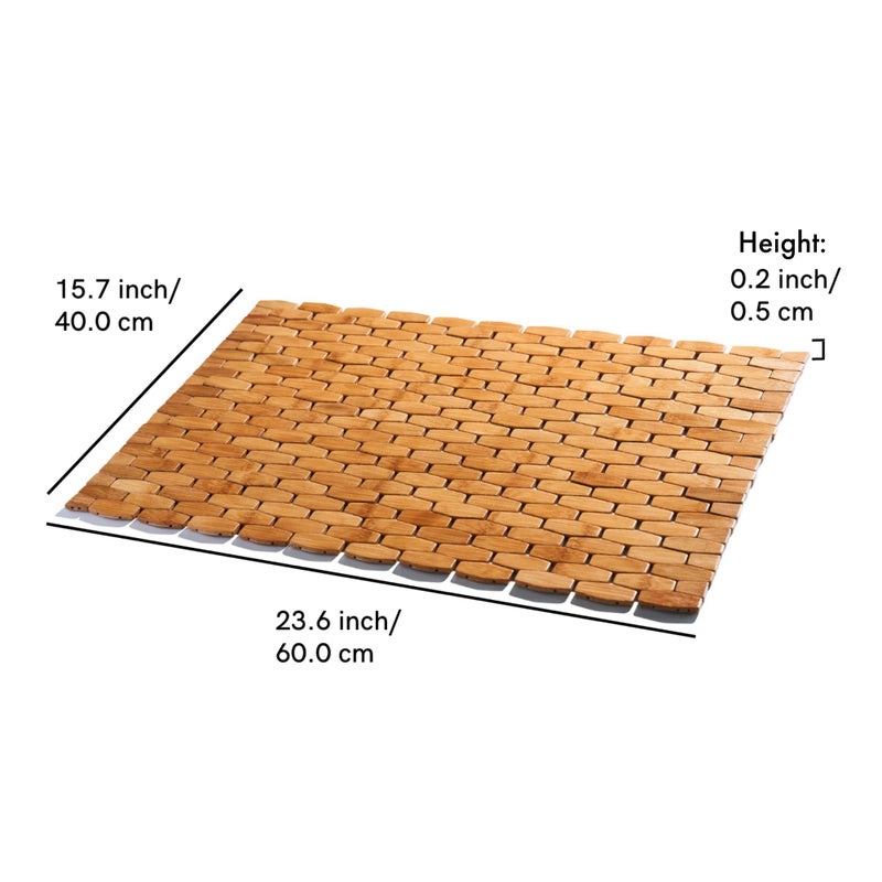 GOBAM Rollable Bamboo Bathroom Floor Mat - Non-Slip Bathtub Mat for Spa, Sauna, Kitchen, Outdoor Shower, RV, Water-Resistant Wooden Shower Mat - Natural, 23.6 x 15.7 inch - Image 2