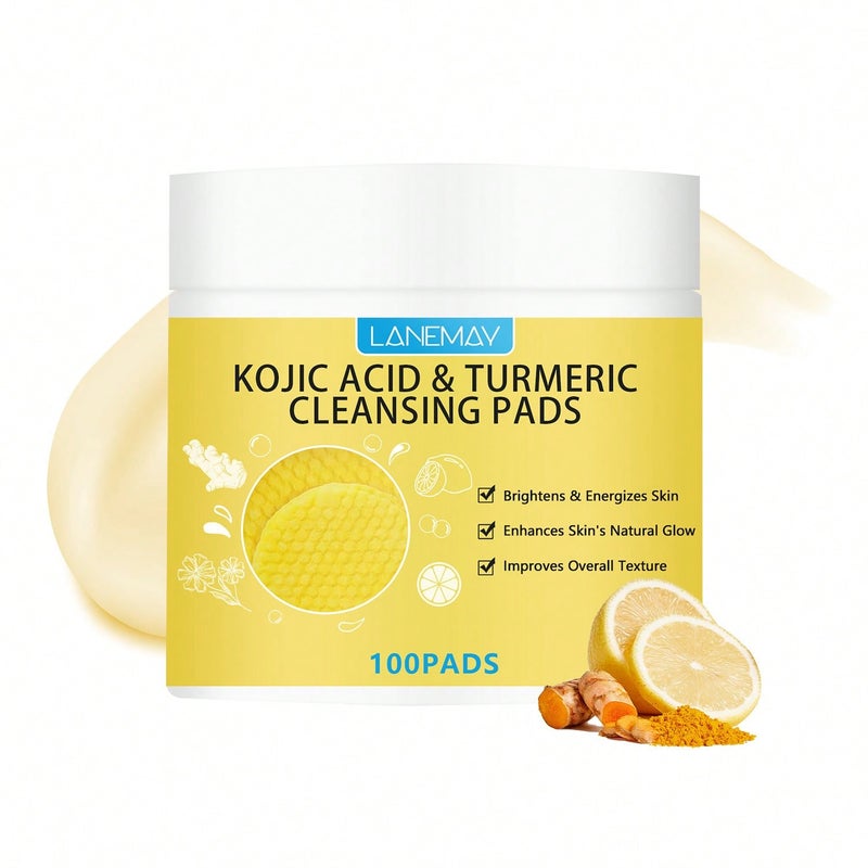 50PCS Turmeric Kojic Acid Cleansing Pads, Brightening Facial Cleansing Wipes, Contains Turmeric Extract, Kojic Acid, Healthy Cleansing Pores, Natural Exfoliation, Removes Oil And D - Image 1
