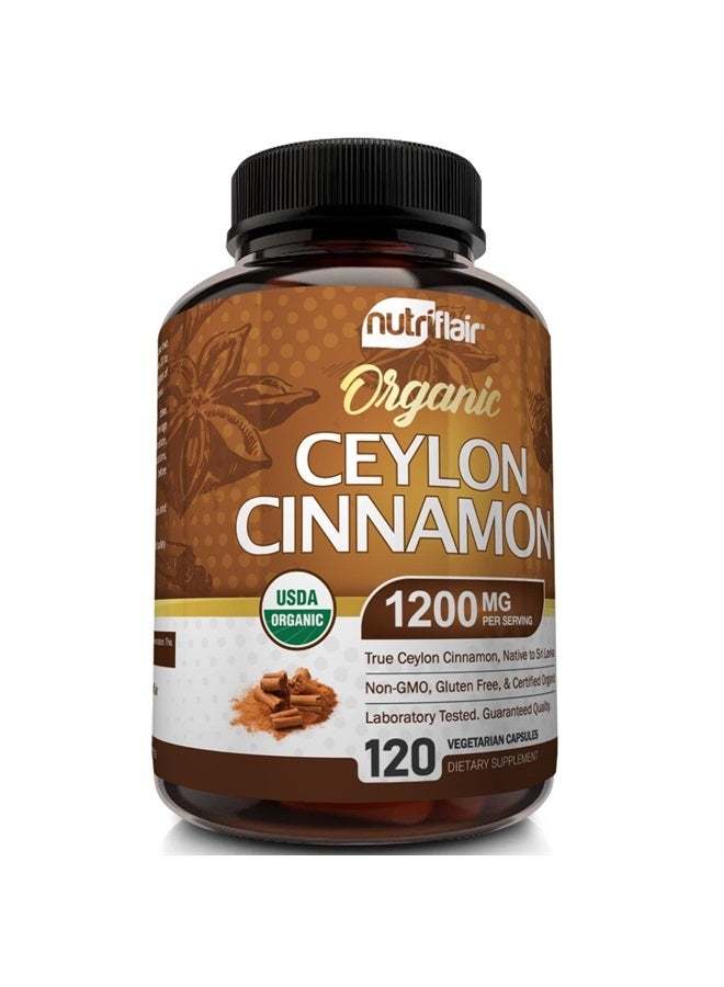 NutriFlair Organic Ceylon Cinnamon, 1200mg, 120 Vegetarian Capsules - Image 4