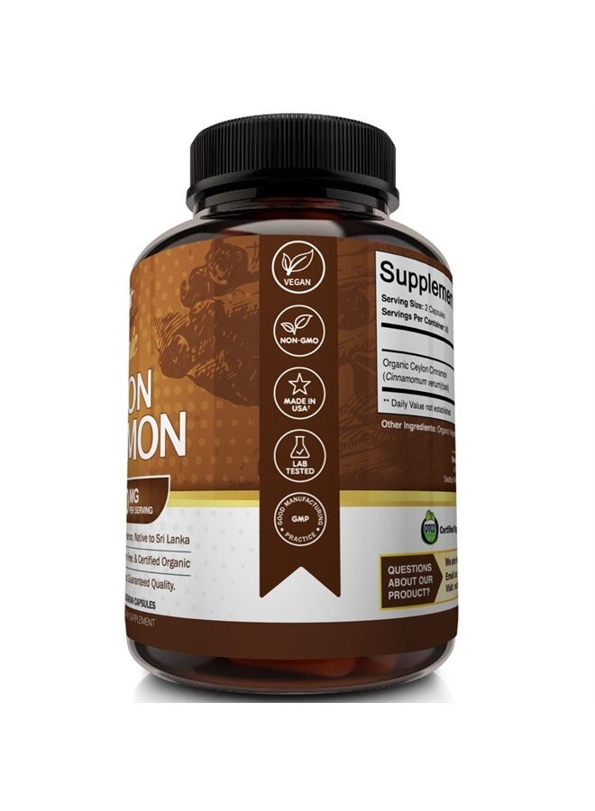 NutriFlair Organic Ceylon Cinnamon, 1200mg, 120 Vegetarian Capsules - Image 3