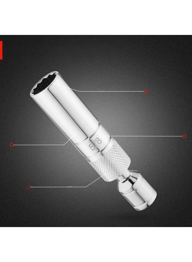 Generic Magnetic Spark Plug Socket with Magnetic Design, Swivel Thin Wall Spark Plug Socket, 3/8" Drive x 4" Total Length, 360 Degree Swivel, 12 Point (16MM)  - Image 2