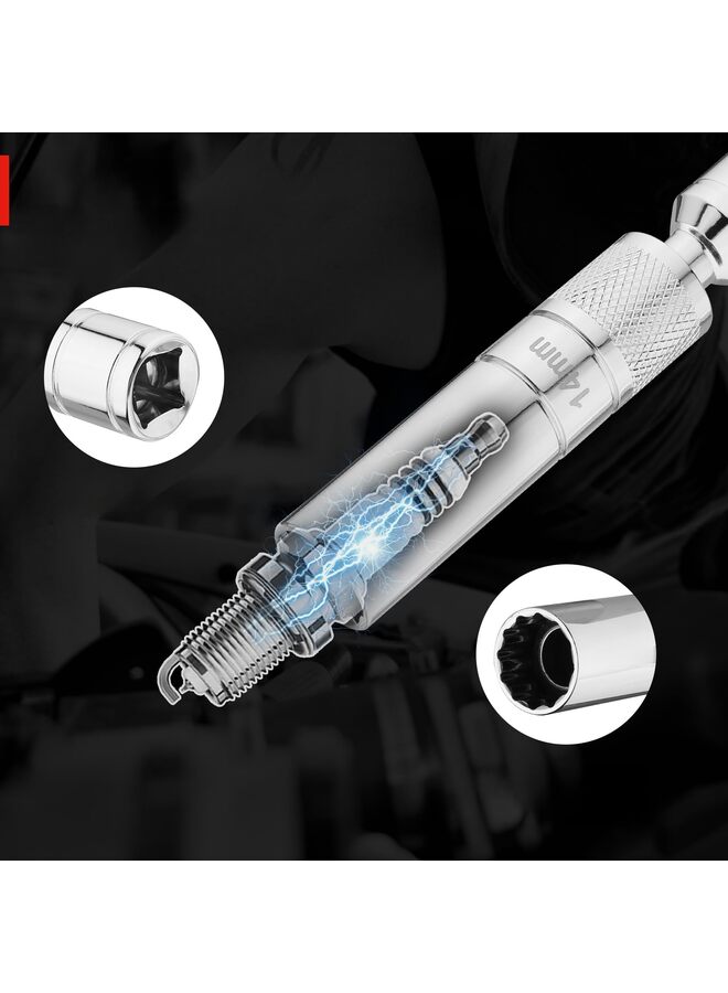 Generic Magnetic Spark Plug Socket with Magnetic Design, Swivel Thin Wall Spark Plug Socket, 3/8" Drive x 4" Total Length, 360 Degree Swivel, 12 Point (16MM)  - Image 4