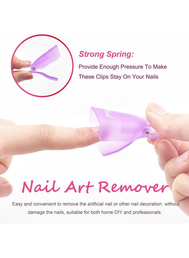 Hoewina Gel Nail Polish Remover Tools Kit, with 10 Pcs Nail Clips, 400 Pcs Lint Free Nail Wipes, Nail Files 100/180, Buffer Block 400/4000, Nail Brush, Cuticle Pusher, Cuticle Peeler (Purple) - Image 3